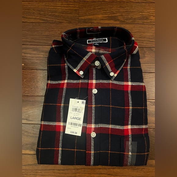 NWT Club Room Plaid Long Sleeve Flannel Blue & Red Size Large - Picture 7 of 10